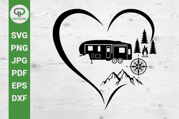 5th Wheel Camper in Open Heart SVG – A Perfect Design for Outdoor Lovers and Creative Makers