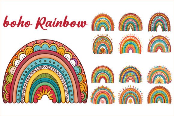 Boho Rainbow Vector Clipart: A Versatile Design Asset for Modern Creatives