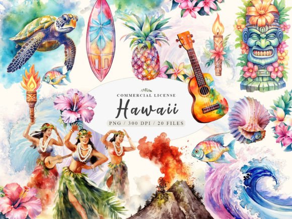 Enhance Your Designs with Hawaii Watercolor Tiki Art