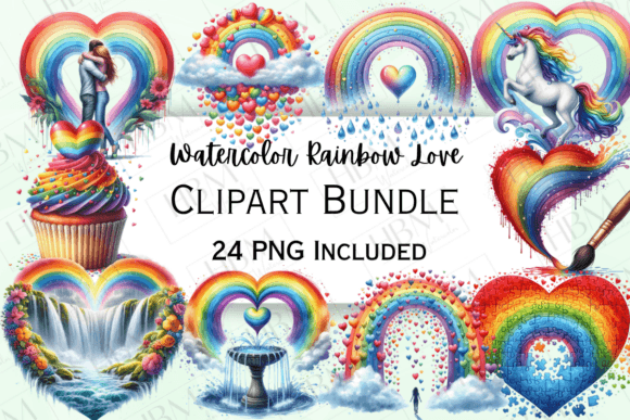 Watercolor Rainbow Love Clipart: A Vibrant Addition to Creative Projects