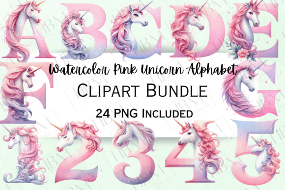 Watercolor Unicorn Alphabet Clipart: A Creative Asset for Modern Designers