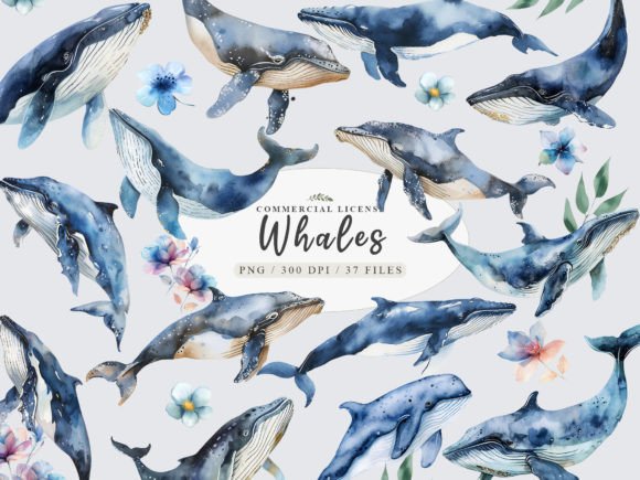 Whale Clipart and Whale Watercolor PNGs: Enhancing Creativity with Versatile Art